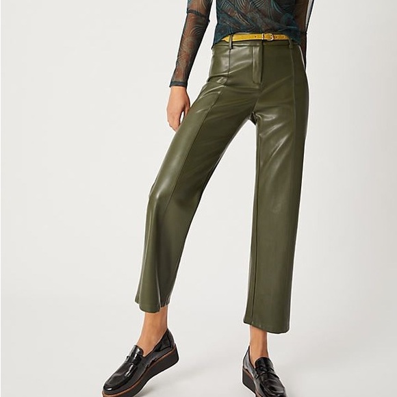 Vegan Leather Wide Leg Cropped Trouser - Picture 2 of 6